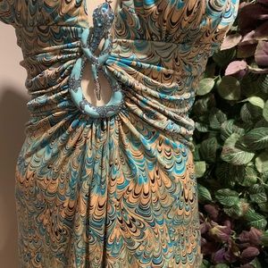 Snake Jewel  Neck Tie  Halter Dress